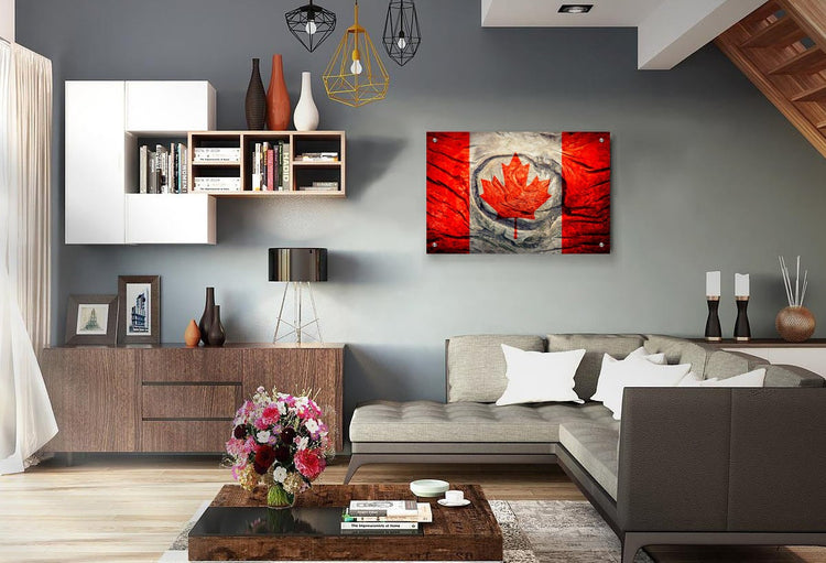 Canadian Flag Graffiti Wall Art Printed on Brushed Aluminum