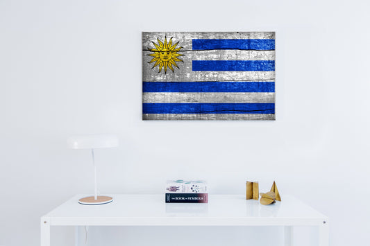 Uruguay Flag Graffiti Wall Art Printed on Brushed Aluminum