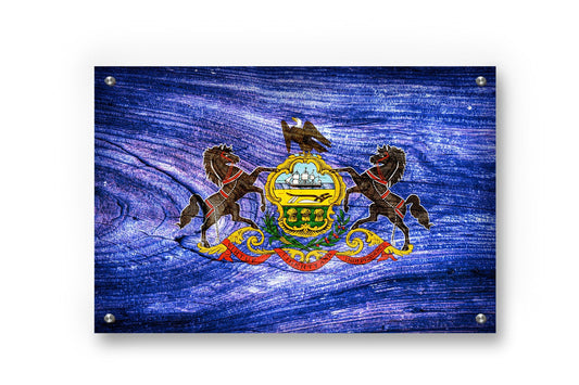 Pennsylvania State Flag Graffiti Wall Art Printed on Brushed Aluminum