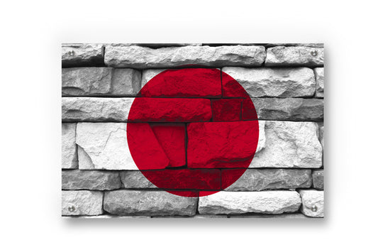 Japan National Flag Graffiti Wall Art Printed on Brushed Aluminum