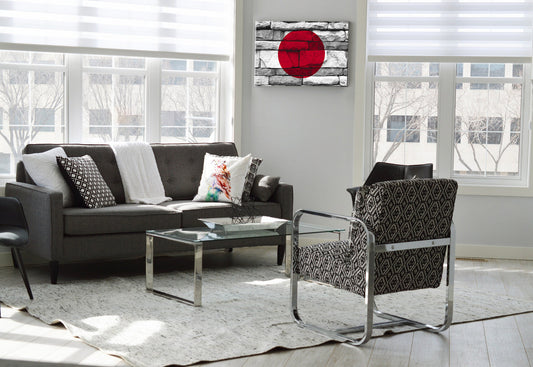 Japan National Flag Graffiti Wall Art Printed on Brushed Aluminum