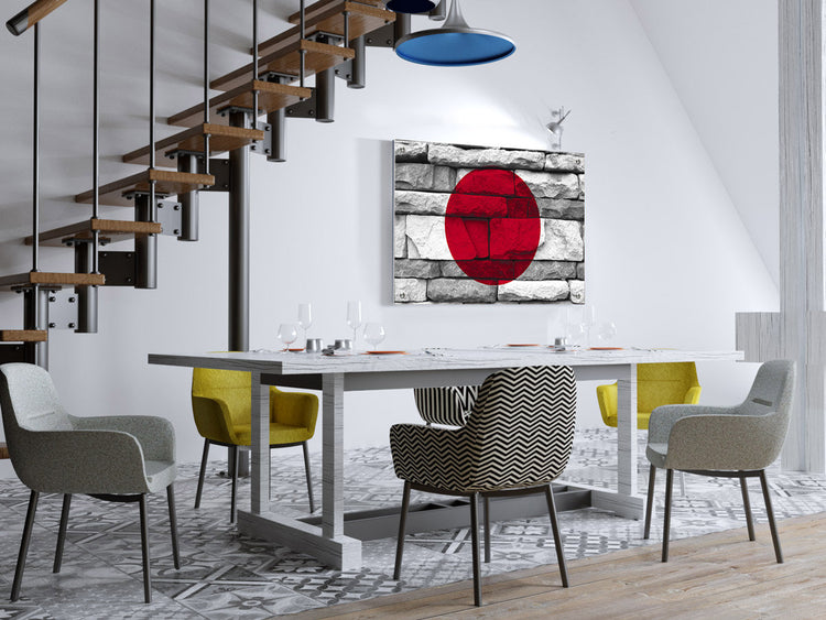Japan National Flag Graffiti Wall Art Printed on Brushed Aluminum