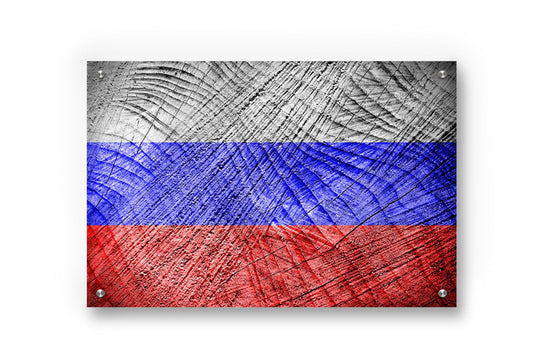 Russia Flag Graffiti Wall Art Printed on Brushed Aluminum