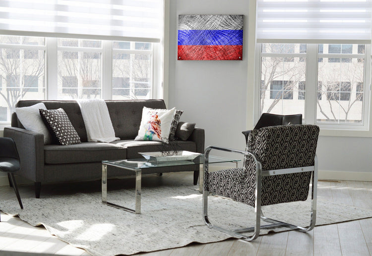 Russia Flag Graffiti Wall Art Printed on Brushed Aluminum