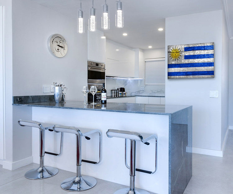 Uruguay Flag Graffiti Wall Art Printed on Brushed Aluminum