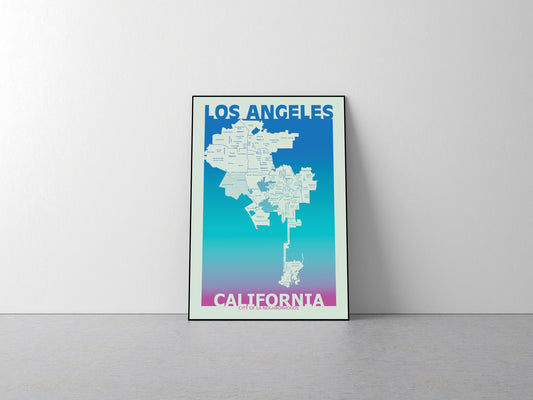 Los Angeles California Neighborhood Map Poster