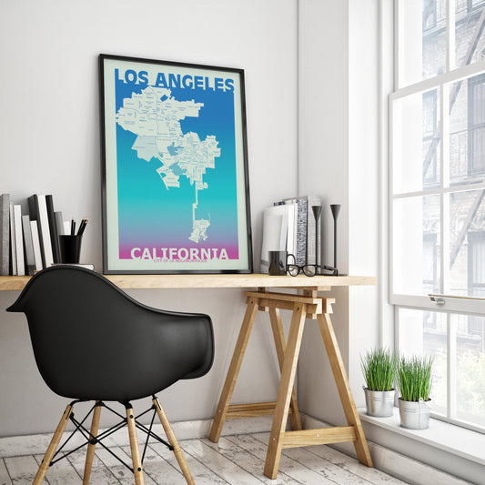 Los Angeles California Neighborhood Map Poster