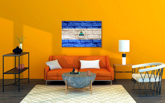 Nicaragua Flag Graffiti Wall Art Printed on Brushed Aluminum