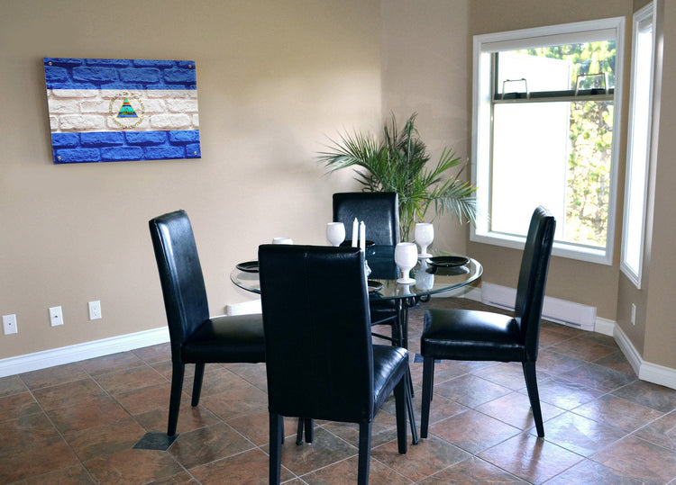 Nicaragua Flag Graffiti Wall Art Printed on Brushed Aluminum