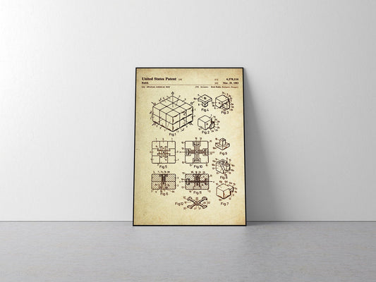Rubik's Cube Patent Poster Wall Decor (1983 by Erno Rubik)