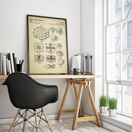 Rubik's Cube Patent Poster Wall Decor (1983 by Erno Rubik)