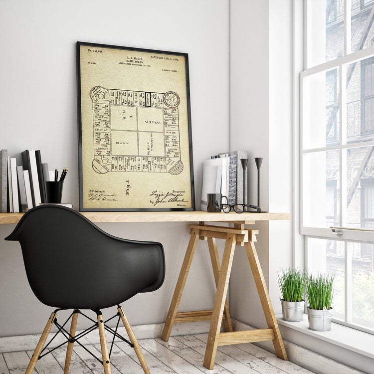 Landlord's Game (Original Monopoly) Patent Poster Wall Decor (Registered in 1903 by L. J. Maggie)