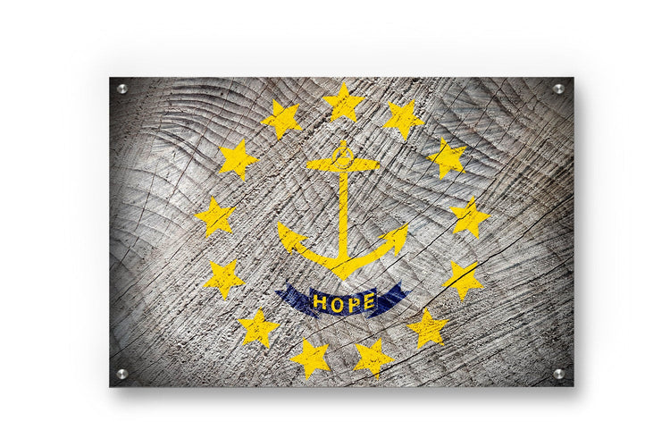 Rhode Island State Flag Graffiti Wall Art Printed on Brushed Aluminum