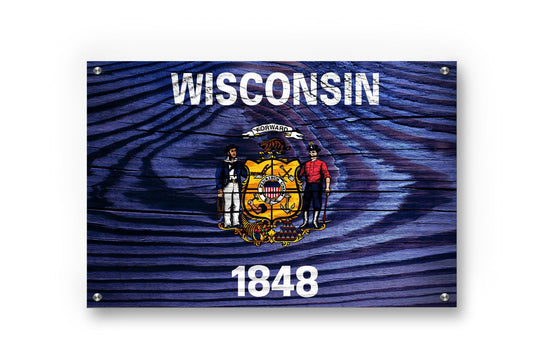 Wisconsin Flag Graffiti Wall Art Printed on Brushed Aluminum