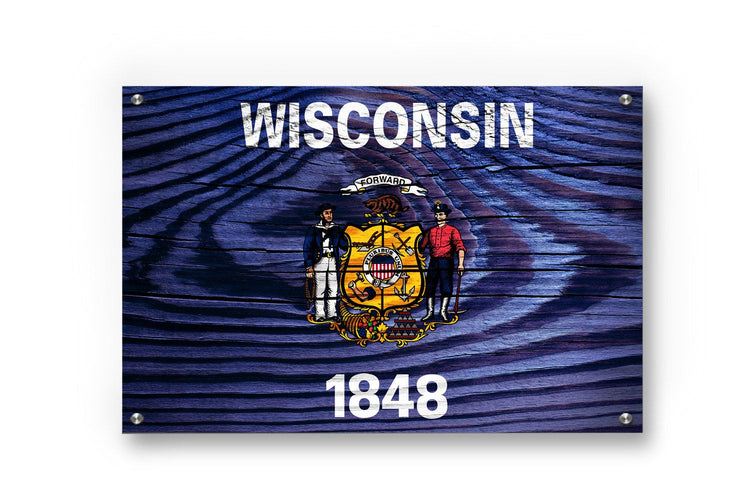 Wisconsin Flag Graffiti Wall Art Printed on Brushed Aluminum