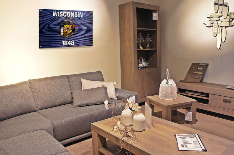 Wisconsin Flag Graffiti Wall Art Printed on Brushed Aluminum