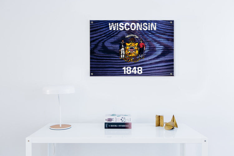 Wisconsin Flag Graffiti Wall Art Printed on Brushed Aluminum