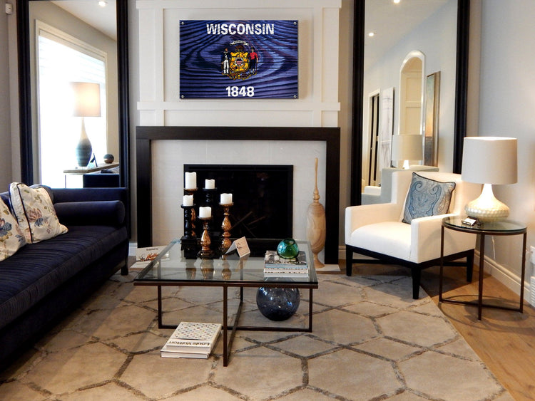 Wisconsin Flag Graffiti Wall Art Printed on Brushed Aluminum