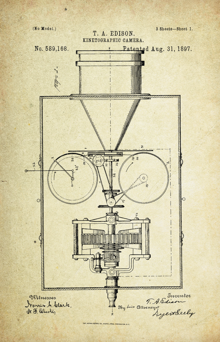 Kinetographic Camera Patent Poster (1960, Thomas Edison)