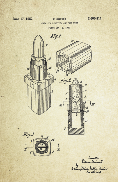Lipstick Patent Poster (1952, P. Suinat)