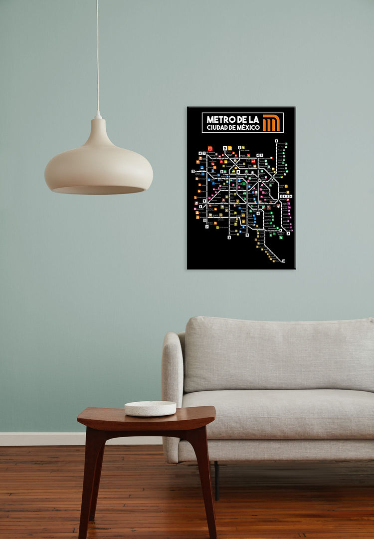 Mexico City Subway Map (Black Background)