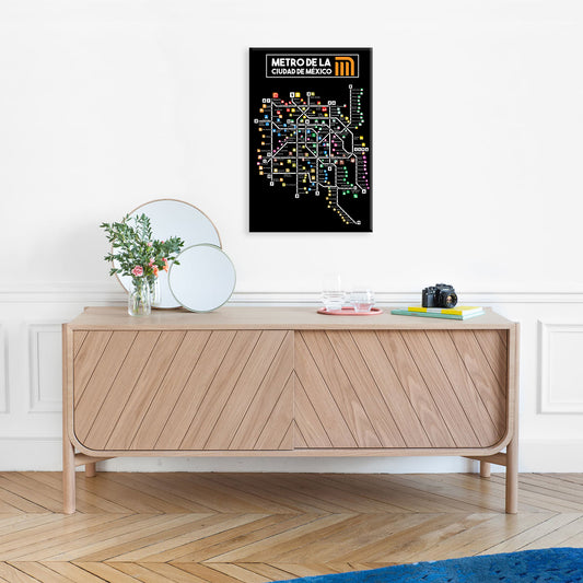 Mexico City Subway Map (Black Background)