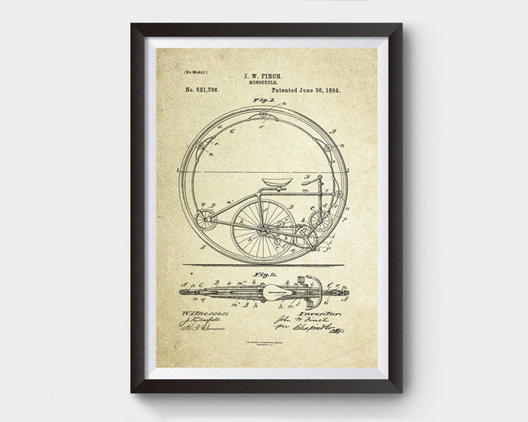 Monocycle Patent Poster (1894, J.W. Finch)