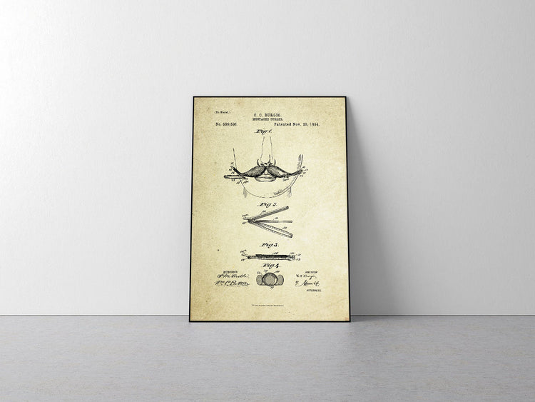 Mustache Curler Patent Poster (1894, C. C. Burgio)