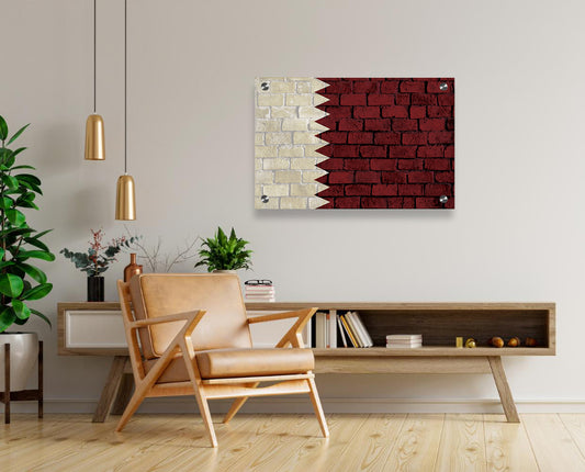 Qatar Flag Printed on Brushed Aluminum