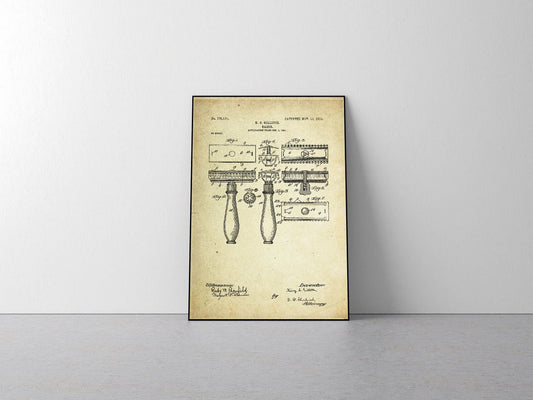 Gillette Razor Patent Poster (1904, K. C. Gillette)
