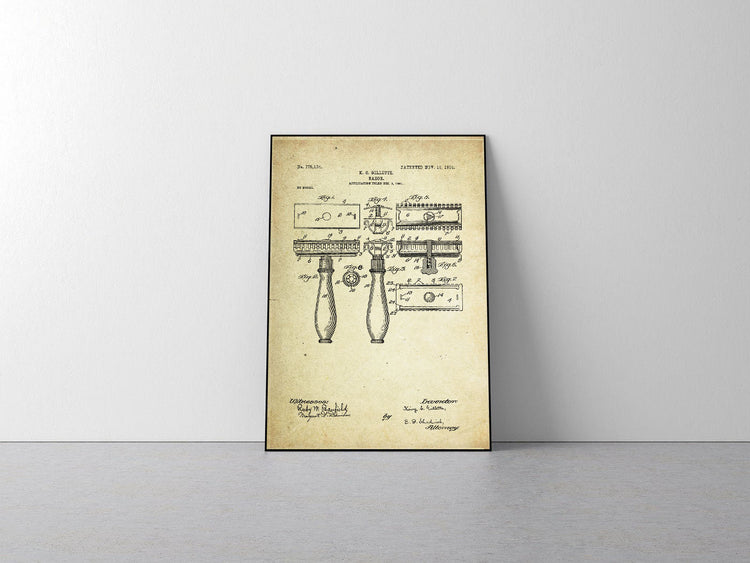 Gillette Razor Patent Poster (1904, K. C. Gillette)