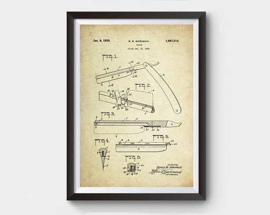 Razor Patent Poster (1935, M. M. Marusich)