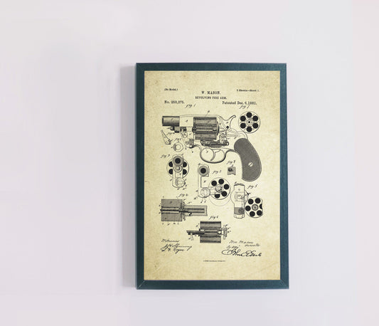 Revolving Firearm Patent Poster (1881, W. Mason)
