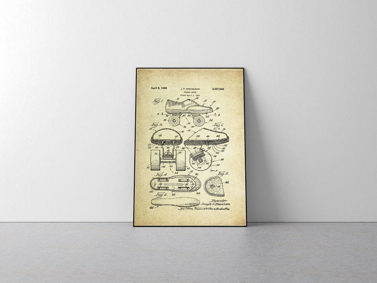 Roller Skate Patent Poster (1969, J.F. Shevelson)