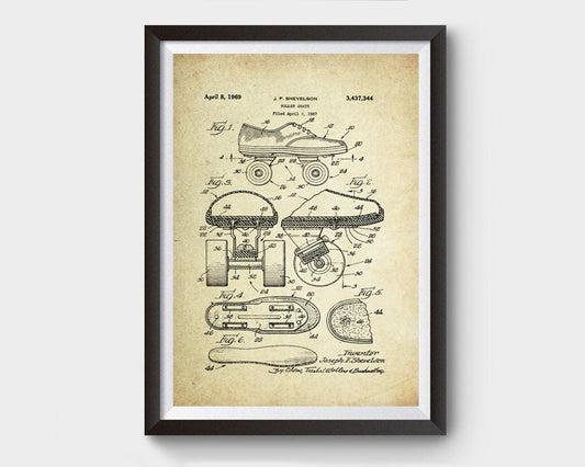 Roller Skate Patent Poster (1969, J.F. Shevelson)