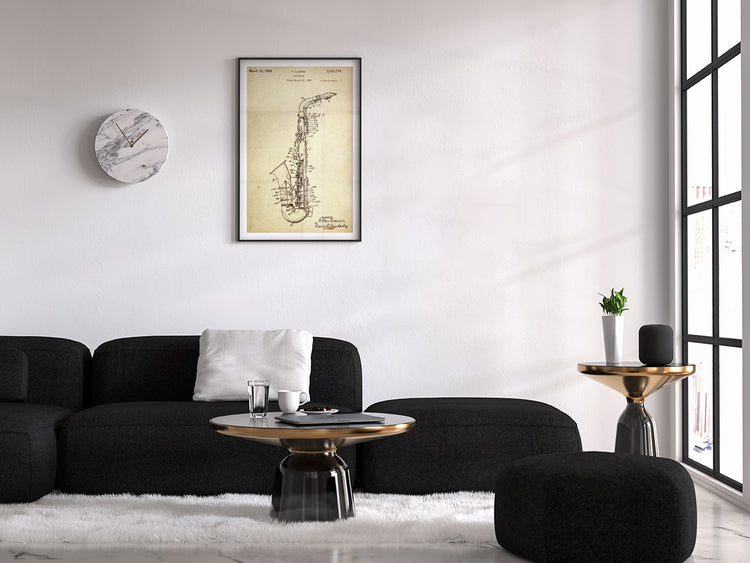 Saxophone Patent Poster Wall Decor (1933 by A. Loomis)