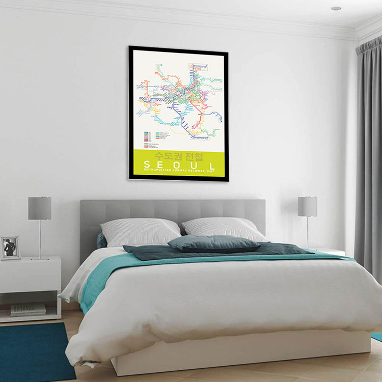 Seoul Subway Map in Refined Aluminum (Full Color)
