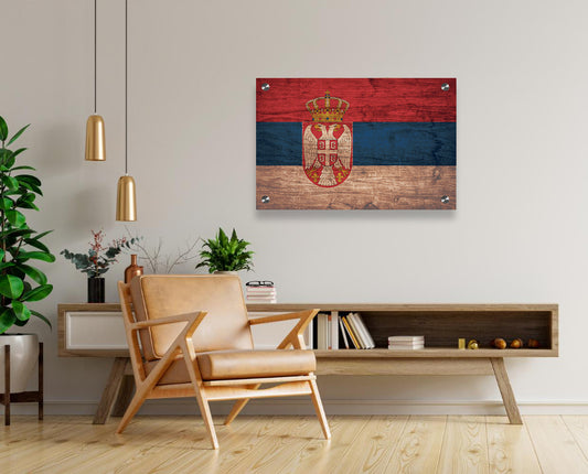 Serbia Flag Printed on Brushed Aluminum