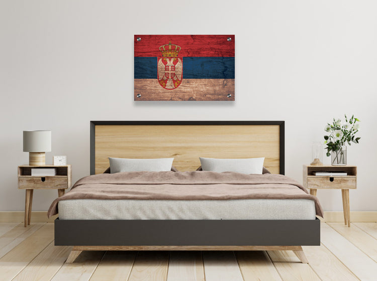 Serbia Flag Printed on Brushed Aluminum