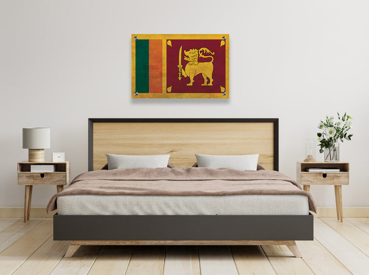 Sri Lanka Flag Printed on Brushed Aluminum