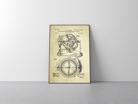 Stellar Compass & Great Circle Course Projector Patent Poster (1902, R.T. Lawless)