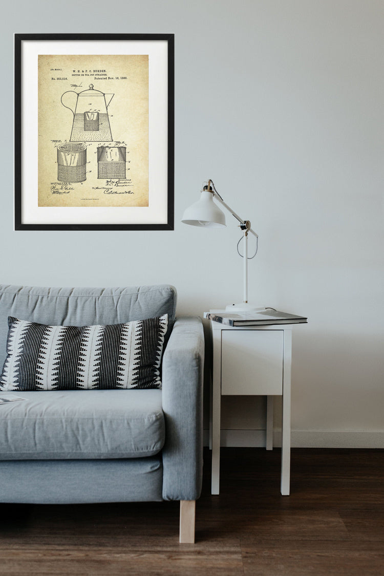 Coffee Teapot Patent Poster (1886, W.H. & F.C. Burden)