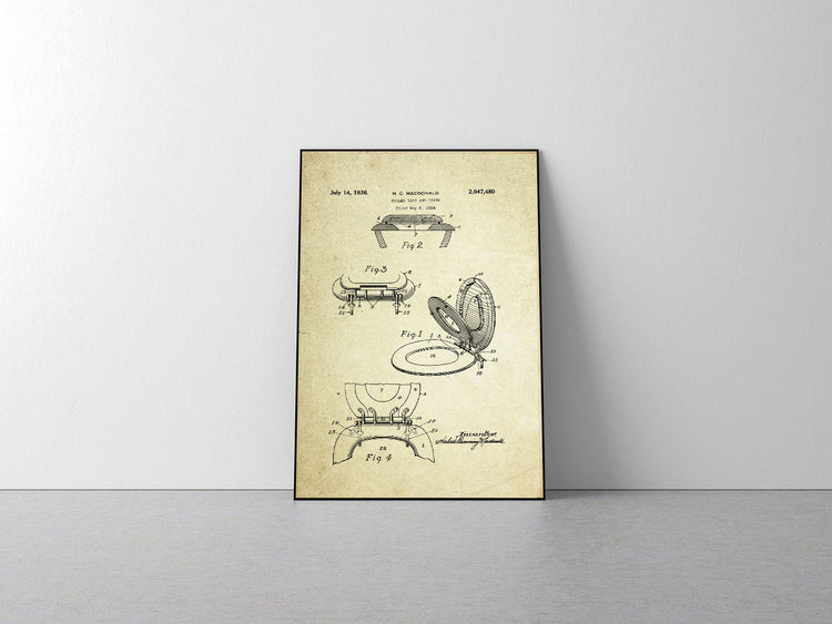 Toilet Seat Cover Patent Poster (1936, H.C. Macdonald)