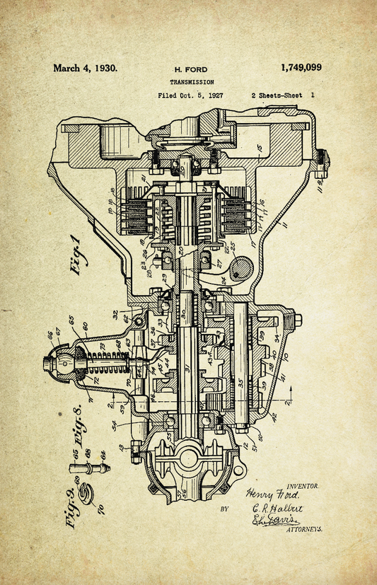 Transmission Patent Poster (1930, H. Ford)