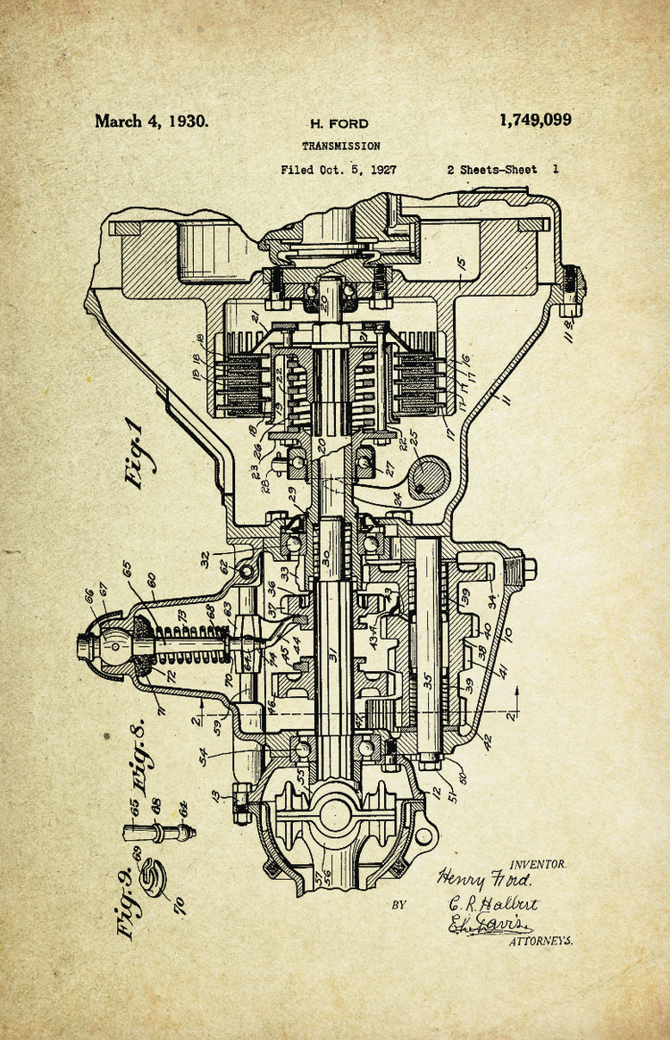 Transmission Patent Poster (1930, H. Ford)