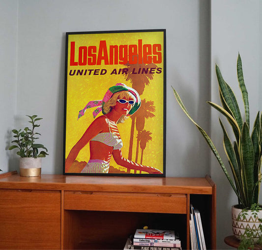 Los Angeles, United Airlines Vintage Ad Poster