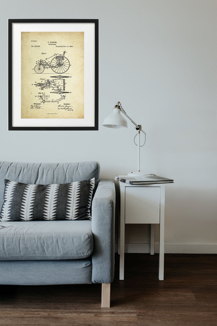 Velocipede Patent Poster (1886, T. Zanger)