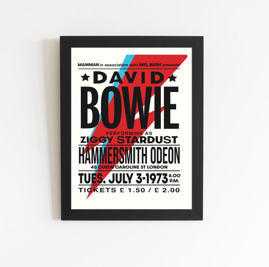 David Bowie (Ziggy Stardust) 1973 Concert Poster