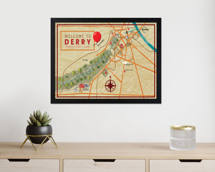 Stephen King's Derry (IT), Maine Map Wall Art