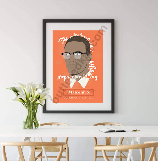 Malcolm X Illustration Portrait Wall Decor